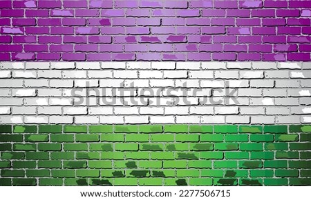 Genderqueer Pride Flag on a brick wall - illustration
