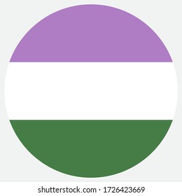 genderqueer pride flag, round shape icon on white background