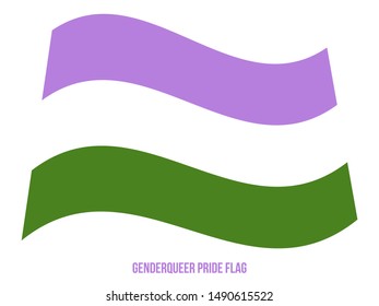 Genderqueer Pride Flag Waving Vector Illustration Designed with Correct Color Scheme. Genderqueer also known as non-binary.