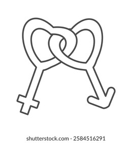 Genders Heart thinline icon, vector, pixel perfect, illustrator file