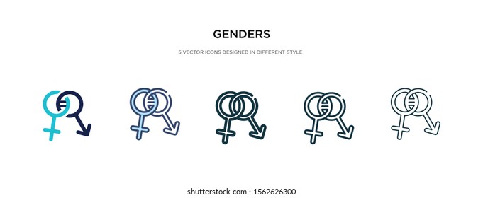 genders icon in different style vector illustration. two colored and black genders vector icons designed in filled, outline, line and stroke style can be used for web, mobile, ui