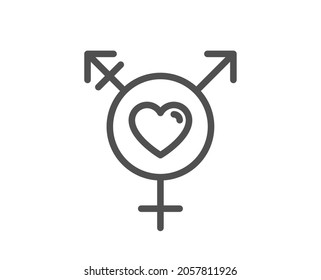 Genders Line Icon. Inclusion Sign. Gender Diversity Symbol. Quality Design Element. Line Style Genders Icon. Editable Stroke. Vector