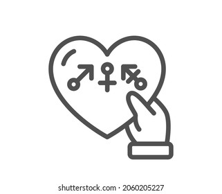 Genders Line Icon. Inclusion Sign. Gender Diversity Symbol. Quality Design Element. Line Style Genders Icon. Editable Stroke. Vector