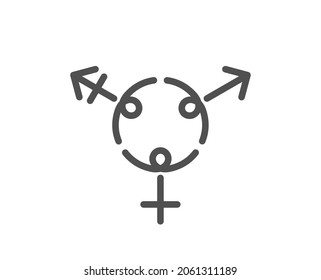 Genders line icon. Inclusion sign. Gender diversity symbol. Quality design element. Line style genders icon. Editable stroke. Vector