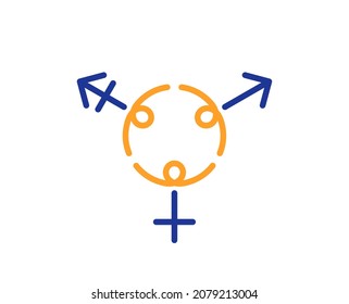 Genders Line Icon. Inclusion Sign. Gender Diversity Symbol. Colorful Thin Line Outline Concept. Linear Style Genders Icon. Editable Stroke. Vector