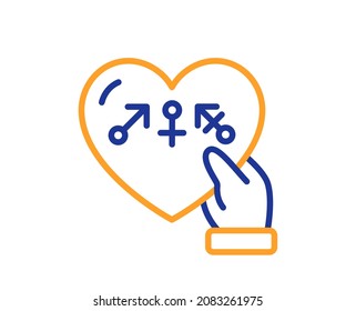 Genders Line Icon. Inclusion Sign. Gender Diversity Symbol. Colorful Thin Line Outline Concept. Linear Style Genders Icon. Editable Stroke. Vector