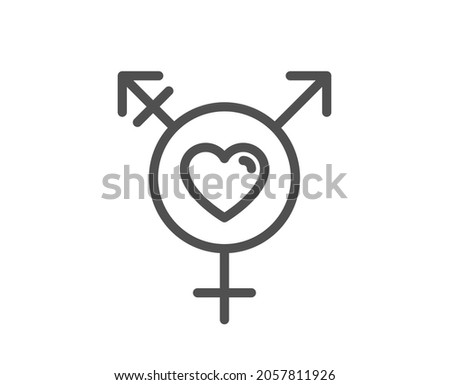 Genders line icon. Inclusion sign. Gender diversity symbol. Quality design element. Line style genders icon. Editable stroke. Vector