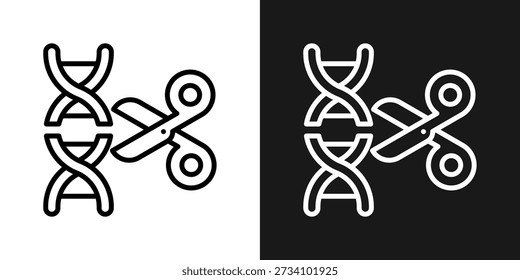 Gene Editing Icon In Black And White Line Style
