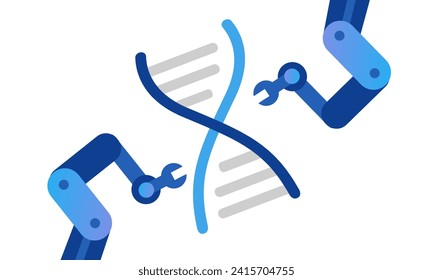 Gene editing modification of DNA genome CRISPR robot arm precision technology