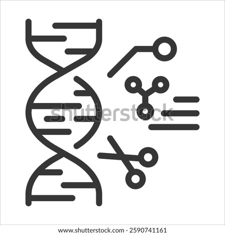 Gene Editing Outline Icon Vector Illustration