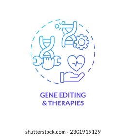 Gene editing and therapies blue gradient concept icon. Ability to change organism DNA. Healthcare technology. Genomic medicine abstract idea thin line illustration. Isolated outline drawing