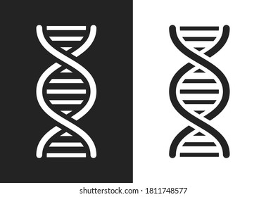 Gene flat linear icon. Dark and white medical scientific symbol. Isolated on white and dark background vector elements.	
