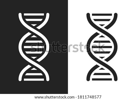 Gene flat linear icon. Dark and white medical scientific symbol. Isolated on white and dark background vector elements.	
