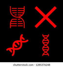 gene icons set with multiply, dna and dna string vector set