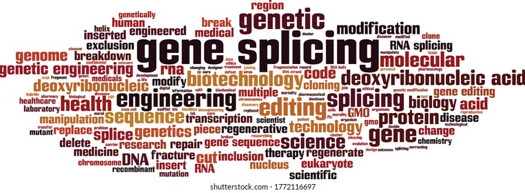 Gene Splicing Word Cloud Concept. Collage Made Of Words About Gene Splicing. Vector Illustration 