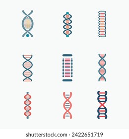 Gene swquence Biological Gene Duotone icon Pro style Vector Set