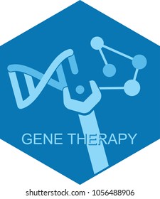 Gene Therapy Concept. Repairing DNA Structure, Genetics Science Emblem. Vector