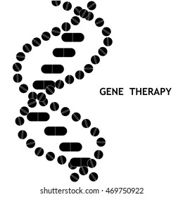 Gene therapy concept. Vector illustration of DNA helix formed by drug pills