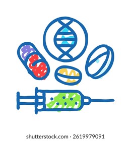 terapia gênica criptogenética ícone doodle esboço vetor. terapia gênica sinal de criptogenética. ilustração símbolo isolado