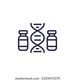 Gene therapy drugs icon, line vector