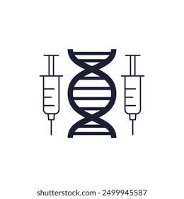 gene therapy icon with DNA on white