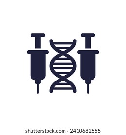 Gene therapy icon, dna and syringes