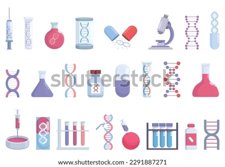 Gene therapy icons set cartoon vector. Science cell. Medicine future Zdjęcia stock © 