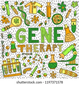 Gene Therapy Lettering With Doodle Illustration