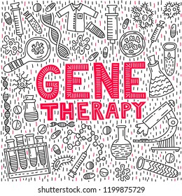 Gene Therapy Lettering With Doodle Illustration