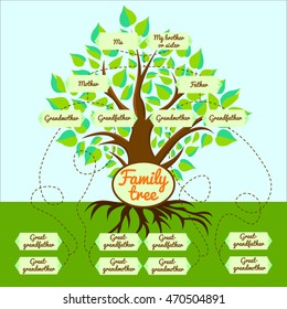 Genealogical family tree. Colored vector illustration.