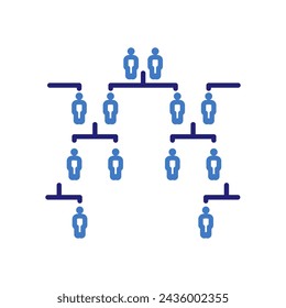 Genealogical family tree icon for genealogy with human figures connected by lines, vector thin line illustration for family history, ancestry, and heritage concept