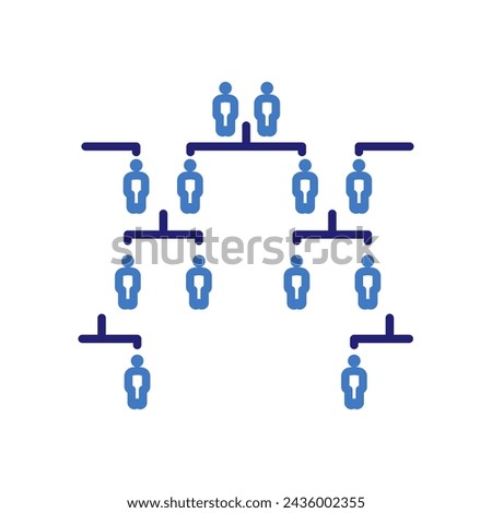 Genealogical family tree icon for genealogy with human figures connected by lines, vector thin line illustration for family history, ancestry, and heritage concept