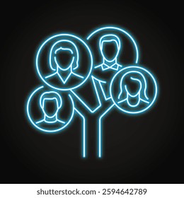 Genealogical family tree neon icon. Ancestors and generations. Vector illustration