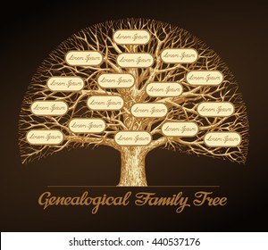 Genealogical family tree on a dark background. Dynasty. Vector illustration