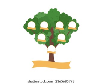 Plantilla genealógica de árbol familiar con espacios en blanco para miembros de la familia. Relación entre hijos, padres y abuelos. Ilustración vectorial del patrimonio