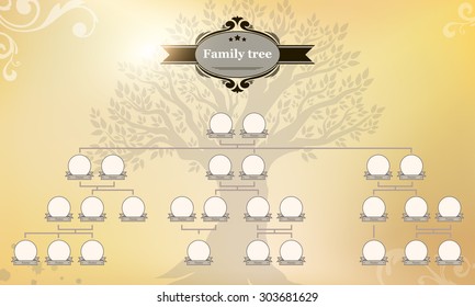 Genealogical tree of your family.
Hand drawn oak tree. 
Vector illustration. 
Vintage style for retro design.