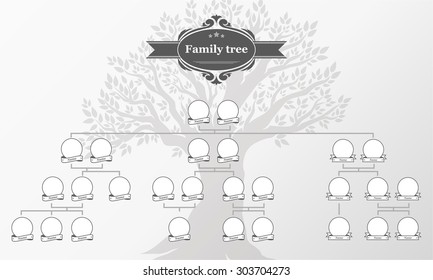 Genealogical tree of your family.
Hand drawn oak tree. Vector illustration. 
Vintage style for retro design.