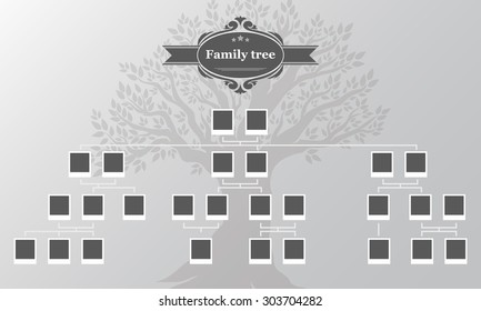 Genealogical tree of your family.
Hand drawn oak tree. Vector illustration. 
Vintage style for retro design.