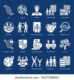 Genealogy and genetics icon set. Vector illustration