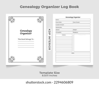 Genealogy Organizer Kdp Interior Template Design Vector Download