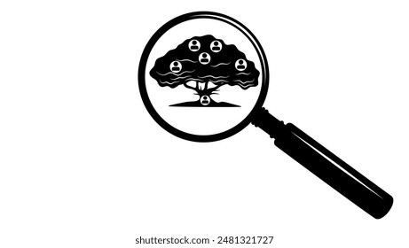 Genealogy Search, black isolated silhouette