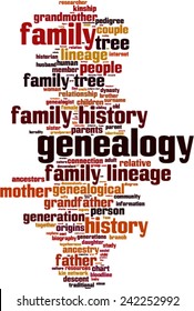 Genealogy word cloud concept. Vector illustration