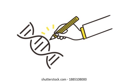 geneedit image,hand holding pencil,white isolated,vector illustration