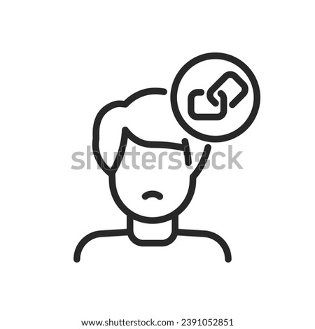 General Addiction Icon. Vector Outline Editable Isolated Sign of a Sad Person with a Chain Pictogram Above the Head, Symbolizing the Weight and Struggle of Various Addictions.