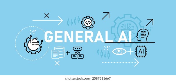 General AI artificial general intelligence AGI universal human-like and adaptive intelligence model conceptual smart machine learning development concept