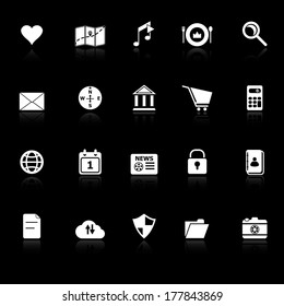 General application icons with reflect on black background, stock vector