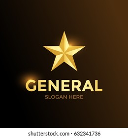 General Army Soldier Military Logo Golden Illustration