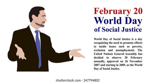 The General Assembly of the United Nations proclaimed 20 February as World Day of Social Justice. 19 Vector. Icon.