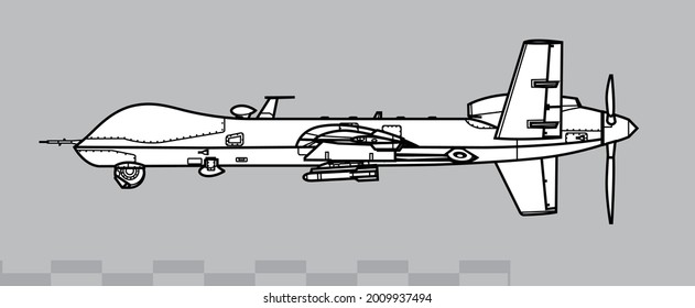 General Atomics Mq9 Reaper Ucav Vector Stock Vector (Royalty Free ...