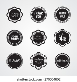 General Badges and Label in Black and White Version. Multipurpose badges and labels for your designs, such us for online shop, email newsletter or email marketing, web banner, print ad, etc.